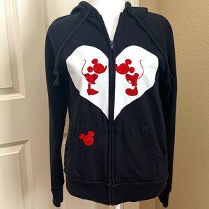 Bella Canvas | Mickey & Minnie Mouse Heart Shaped Hoodie Size M